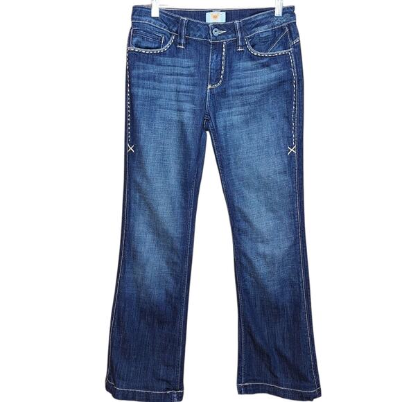 Antik Denim Low-rise flare jeans western Y2K whip stitch embroidered pockets 27 - Picture 2 of 6